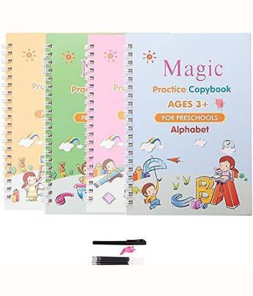 Opybook, (4 BOOK + 10 REFILL+ 1 Pen +1 Grip) Number Tracing, Sank Magic Practice Copy