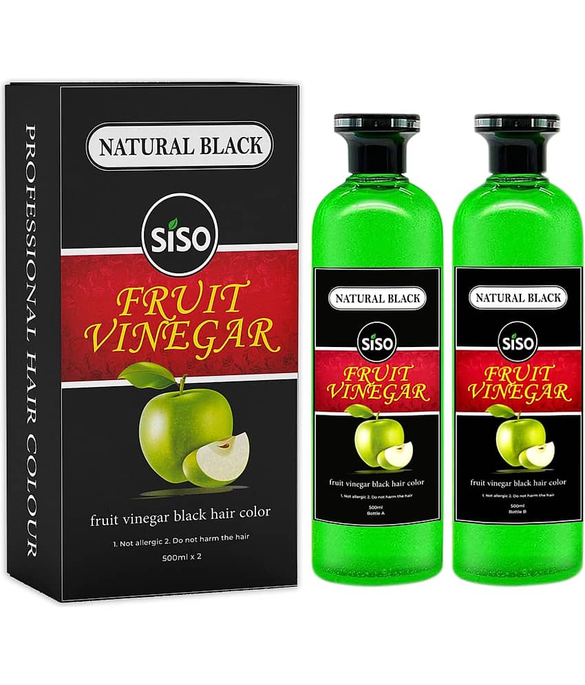 Siso Fruit Vinegar Hair Color, Natural Black 500ml each (Pack of 2)