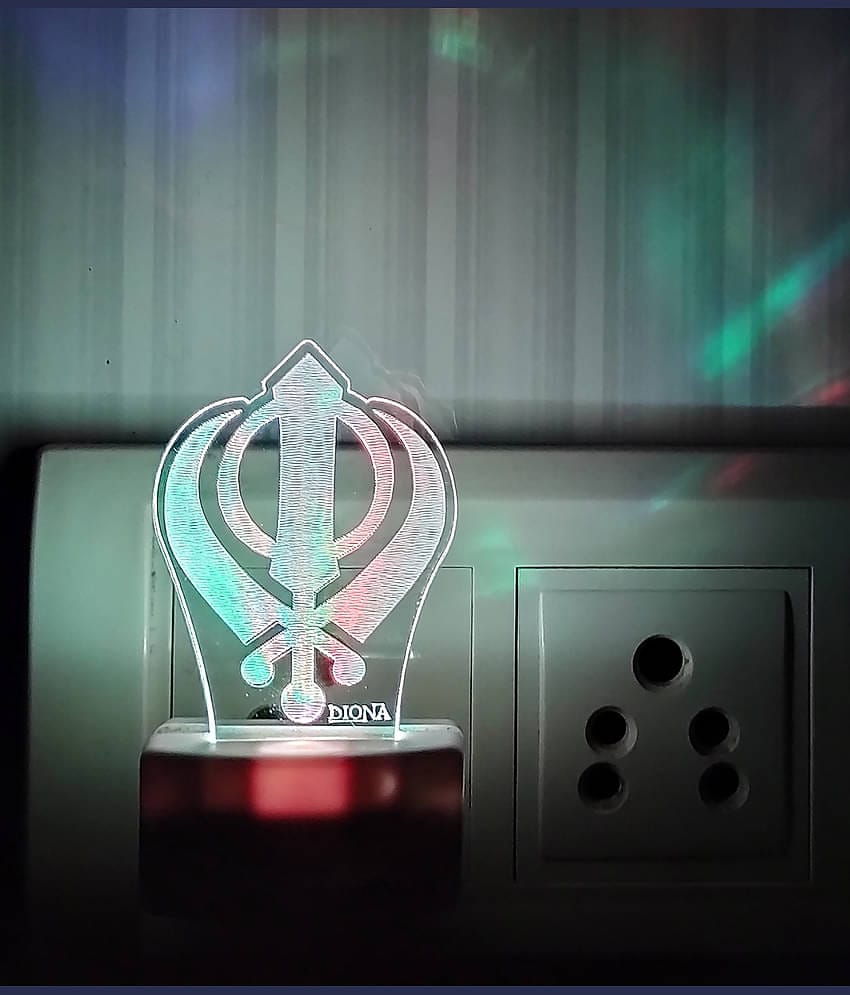 DIONA Night Lamp Khanda Sikh Symbol 3D Illusion Multi Color Changing Night Light