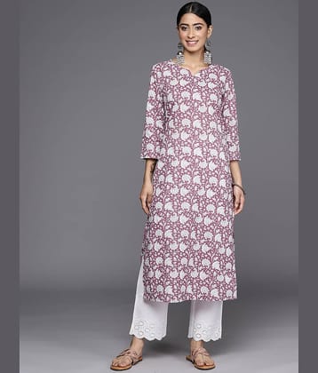 Varanga Cotton Printed Straight Women's Kurti - Mauve ( Pack of 1 )