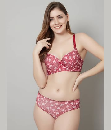 PrettyCat Polyester Women's Bra & Panty Set ( Beige )