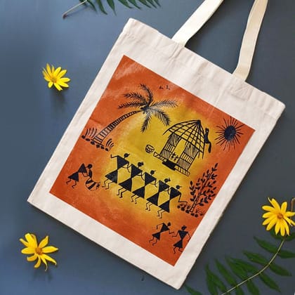 Warli Painting on Cloth Bag DIY Kit by Penkraft