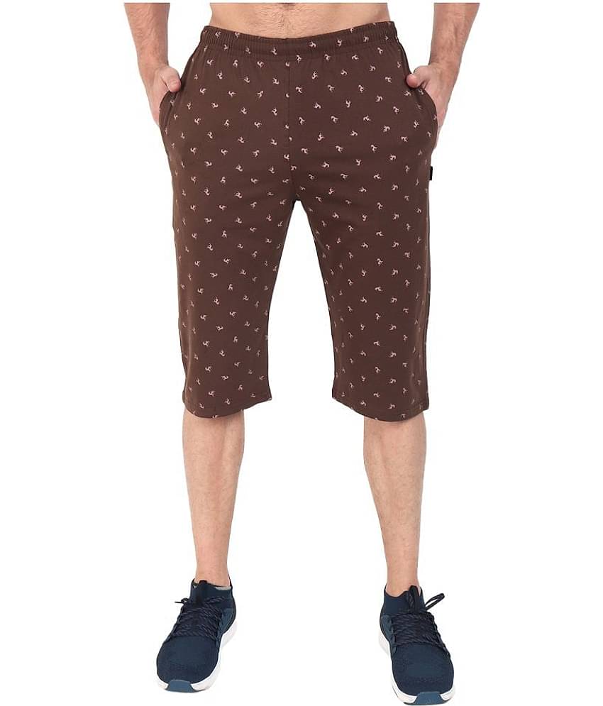 Zeffit - Brown Cotton Blend Men's Three-Fourths ( Pack of 1 )