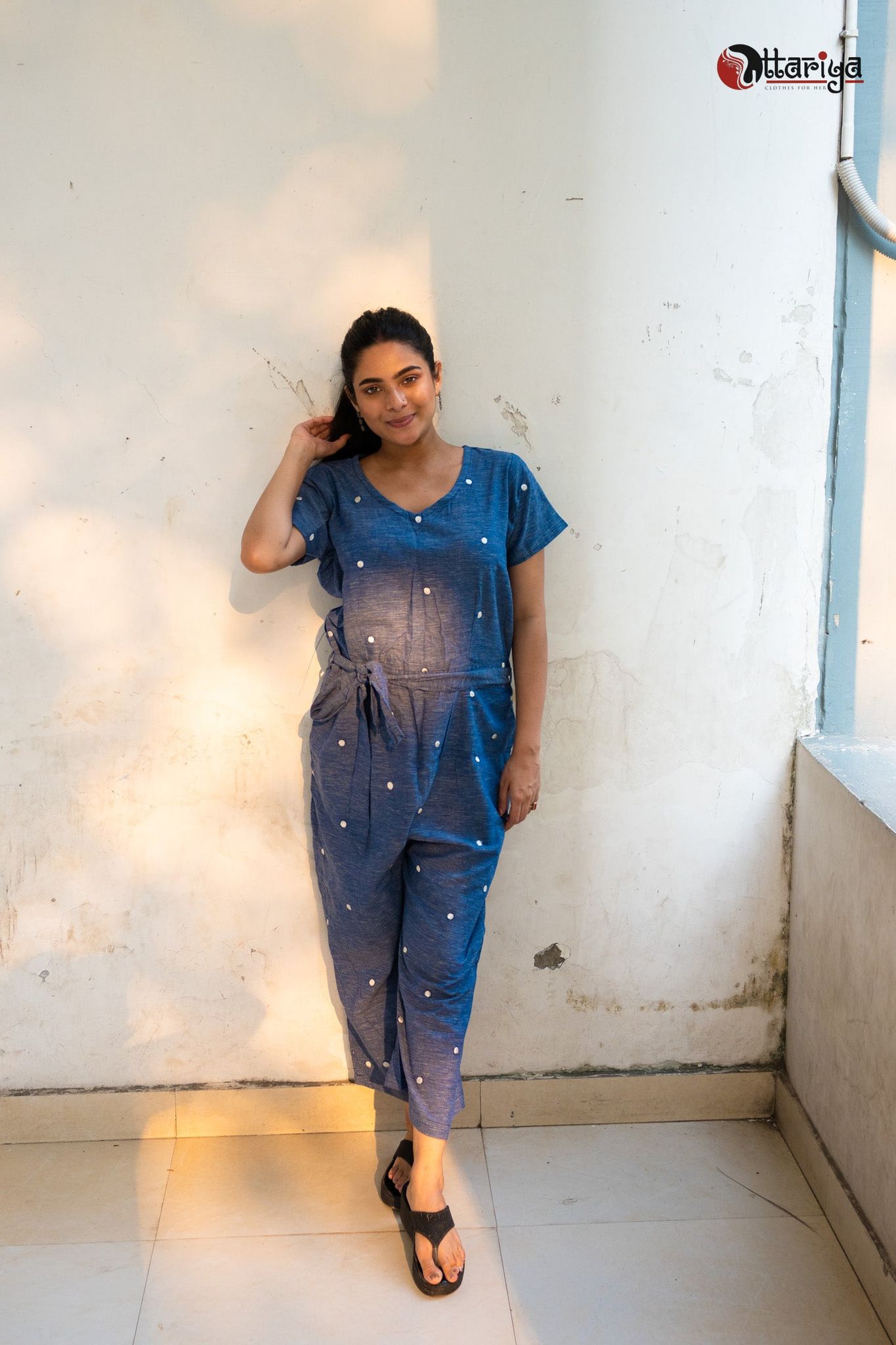 Khadi Denim Jumpsuit-L