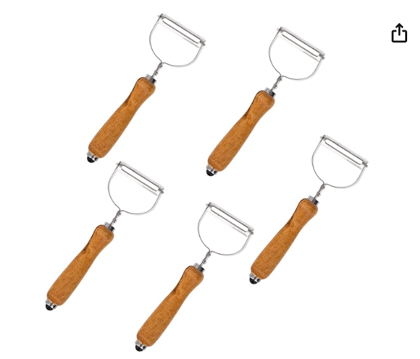 Vegetable Peeler with Wooden Handle Dual Blade Stainless Steel Cutter for Potato, Carrot, Cucumber, Julienne & Scraping (Pack of 5)