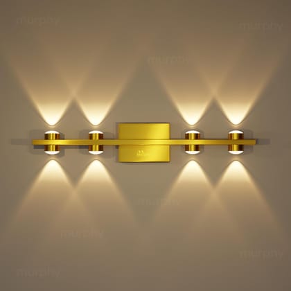 Murphy LED Stylish Up/Down Wall Light – Warm White, Rustproof Aluminum Body (4 Up & 4 Down, Gold Finish)-Warm White / Pack of 1