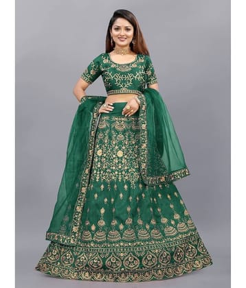 JULEE Green Bangalore Silk Unstitched Unstitched Lehenga