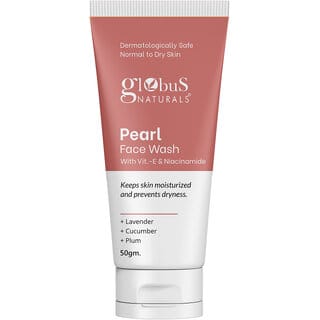 Globus Naturals Pearl Face Wash with VitaminE Niacinamide keeps skin moisturised controls dryness Suitable for Normal to Dry Skin 50gm