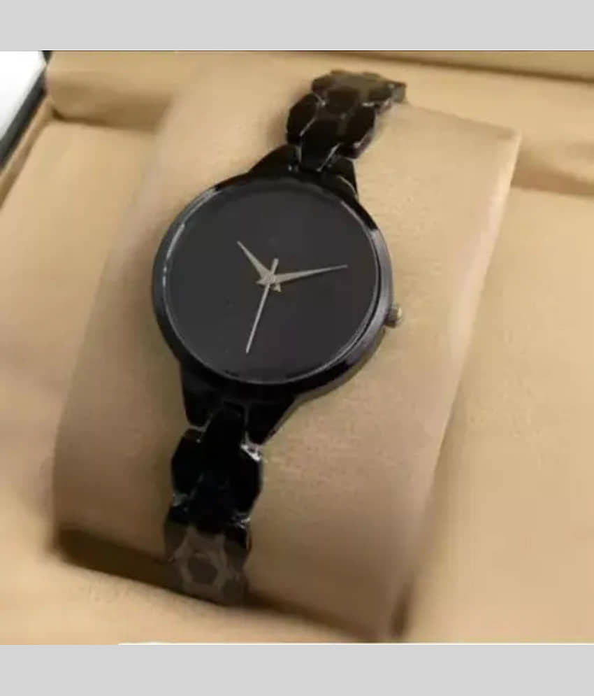 EEWHI Black Metal Analog Womens Watch