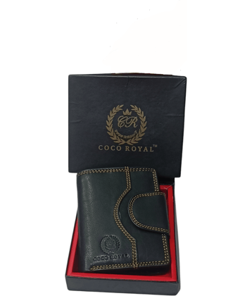 COCO ROYAL 100% Leather Solid Men's Two Fold Wallet With More Than 10 Slots For Card ( Black , Pack of 1 )