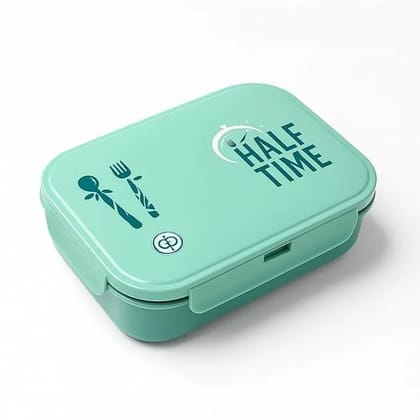 Half Time Stainless Steel Lunch Box with 2 Compartments  Leak-Resistant, BPA-Free Outer Case, Easy to Carry Tiffin Box for School, Office & Travel