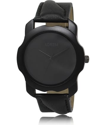 Lorem - Black Leather Analog Men's Watch
