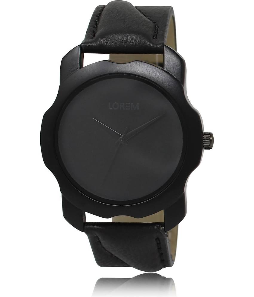 Lorem - Black Leather Analog Men's Watch