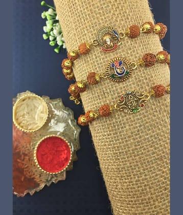 THRIFTKART Rakhi Set Multicolour 3PC Rudraksha RAKHI COMBO Pack of 3