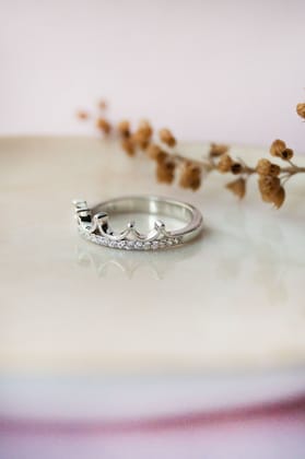 Crown Rose Gold Plated Sterling Silver Ring-US 7 = 17.3mm Diameter / Silver