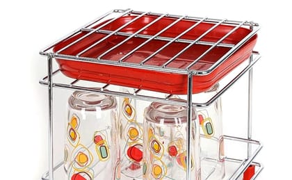 Stainless Steel Square Matka Stand for Kitchen | Water Pot & Glass Holder | Space Saving Design  by Ruhi Import Store