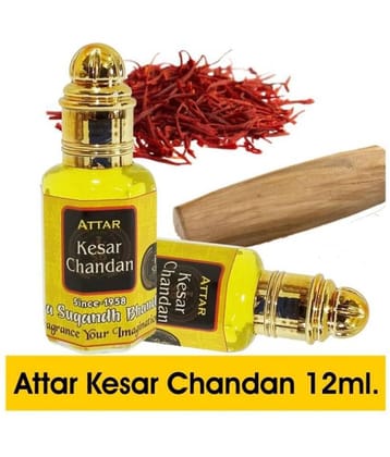 INDRA SUGANDH BHANDAR Mysore Kesar Chandan Attar Roll-on Long-Lasting Fragrance (12 ml)