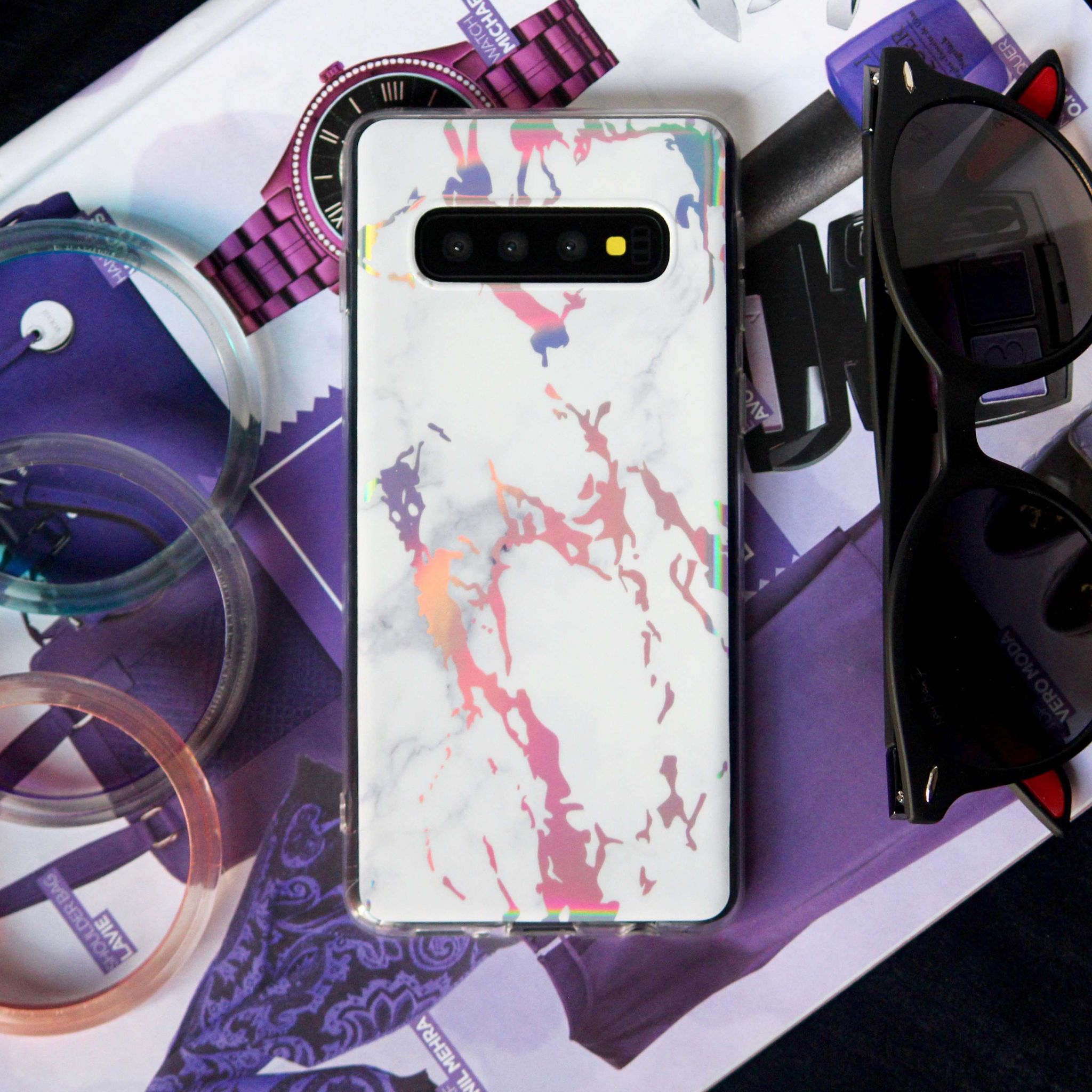 Marble Pattern Shiny Bling Case-Samsung Galaxy S10