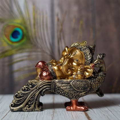 Craftlayout Craftlayout Sitting On Peacock Lord Ganesh Idol Decorative & Pooja Showpiece Housewarming
