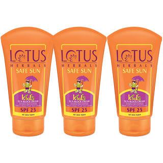 Lotus Herbals Safe Sun Kids Sunscreen Cream  Sensitive Skin Formula  Spf 25  Sweat  Waterproof 100G  (Pack Of 3)
