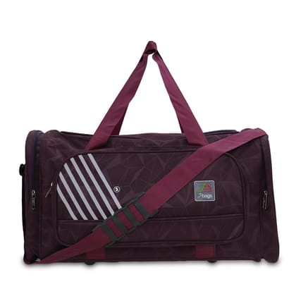 JB Geometric Heavy-Duty Multi-Purpose Duffle Bag | 55L Travel & Gym Bag | Water-Resistant Matty Finish | Dual Zipper | External Shoe Pocket | Adjustable Shoulder Strap (Wine, Black, T Blue)