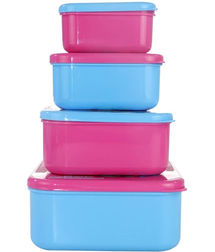 Smily Kiddos - Multicolor Plastic Lunch Box ( Pack of 4 )