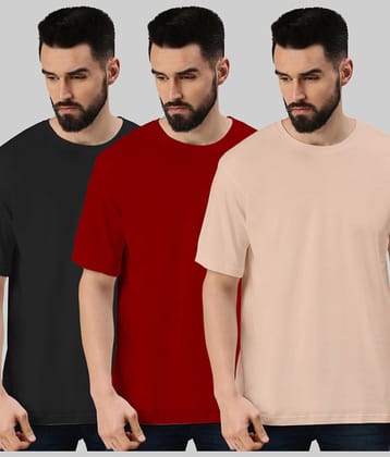 Veirdo Pack of 3 100% Cotton Oversized Fit Men's T-Shirt ( Off-White )