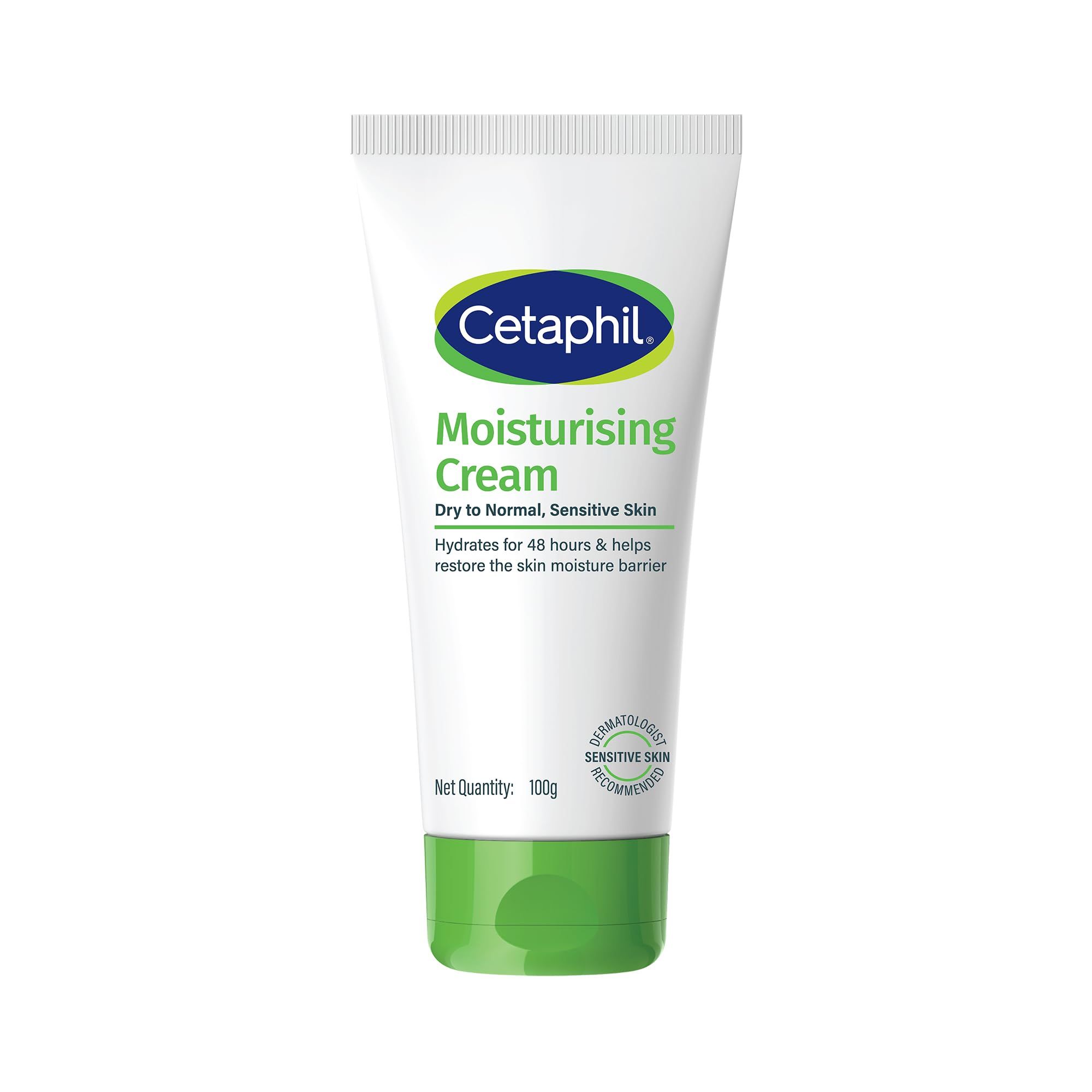 Cetaphil Moisturising Cream 100 g for Dry & Sensitive Skin | 48H Hydration with Almond Oil, Niacinamide & Panthenol | Rich Fragrance and Paraben Free Moisturiser, Prevents Moisture Loss & Repairs Skin Barrier | Dermatologist Recommended Cetaphil Moisturi
