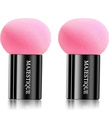 Majestique Mushroom Head Foundation Sponge Powder Puff for Dual-use Dry & Wet - 2 Pcs Color May Vary