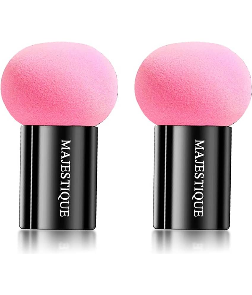 Majestique Mushroom Head Foundation Sponge Powder Puff for Dual-use Dry & Wet - 2 Pcs Color May Vary