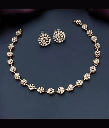 Pamadhya Golden Copper Necklace Set ( Pack of 1 )