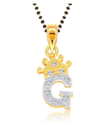 Vighnaharta Alphabet Crown G Latter Mangalsutra Chain alloy (CZ) Studded Gold Plated Mangalsutra,Tanmaniya,Latter mangalsutra,Alphabet mangalsutra,initial mangalsutra for Women - [VF1554MSPG