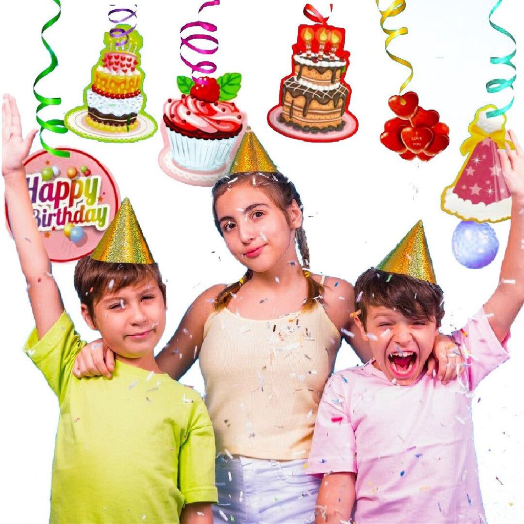 Happy Birthday Swirl Decoration - 12PC - Party and Festive Needs | Buy online on ZillyBuy