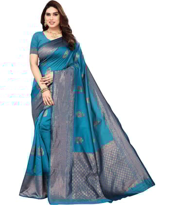 Aadvika Banarasi Silk Printed Saree With Unstitched Blouse Piece ( Multicolor )