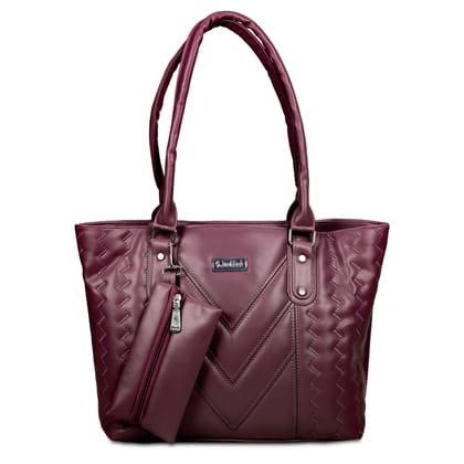 Jothi CrestVale Premium Womens Handbag | Multi-Compartment Synthetic Leather Tote | Stylish V-Pattern Finish | Water-Resistant | Soft Base | Wine Jothi CrestVale Premium Womens Handbag | Multi-Compartment Synthetic Leather Tote | Stylish V-Pattern Finish | Water-Resistant | Soft Base | Wine