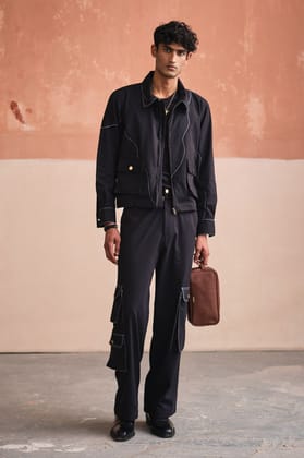 ALVARO CROPPED JACKET SET- BLACK-XS