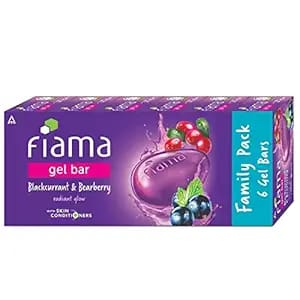 Fiama Blackcurrant & Bearberry Gel Bar - Radiant Glow, With Skin Conditioners, 125 g (Pack of 6) Fiama Blackcurrant & Bearberry Gel Bar - Radiant Glow, With Skin Conditioners, 125 g (Pack of 6)