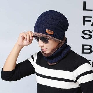 Eastern Club Unisex Blue Woolen Winter Cap (Pack of 2)