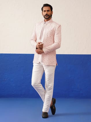 Light peach embroidery indo set-S/38 / Indo Pant Pajama Set