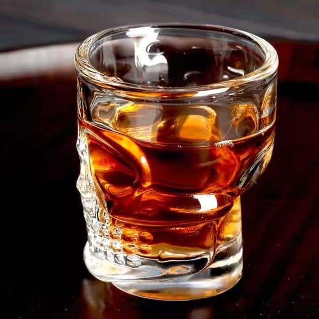 Skull Shot Glasses | Pack of 6 | 60 ML | Tequila Crystal Clear Mug for Ocean, Dessert, Beverage Drink, Liquor, Cordial, Patiala |
