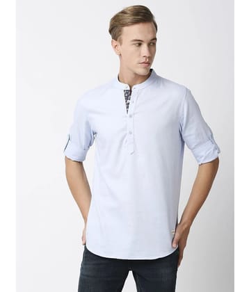 Solemio Cotton Blend Slim Fit Solids Full Sleeves Men's Casual Shirt - Light Blue ( Pack of 1 ) - None