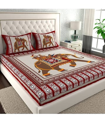 Cosito Cotton 1 Double Bedsheet with 2 Pillow Covers ( Red )