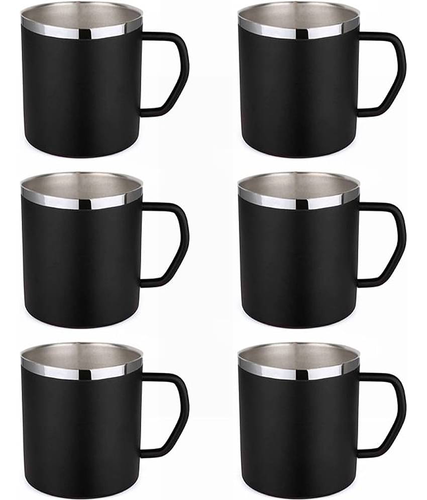 Dynore - Steel Double Walled Tea Cup 180 ml ( Pack of 6 )
