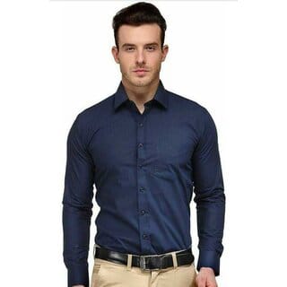 Baleshwar Men Navy Solid Formal Shirt (Pack of 1 )