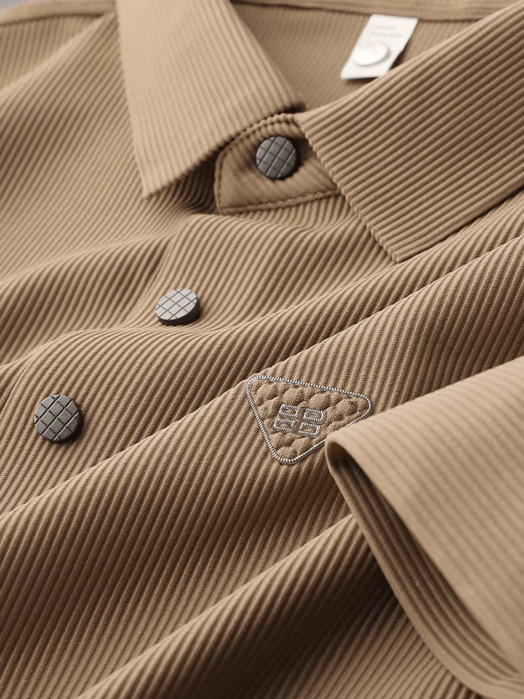 Wrinkle-Resistant Stripe Textured Pique Polo-M/40 / Brown