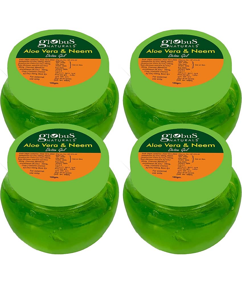 Globus Naturals Aloe Vera & Neem Face Gel, 100gm (Pack of 4)