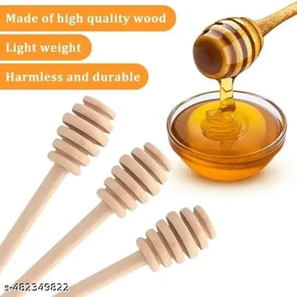 Pack of 3 Wooden Honey Sticks  Durable and Eco-Friendly Honey Dippers( Size 6 inch)