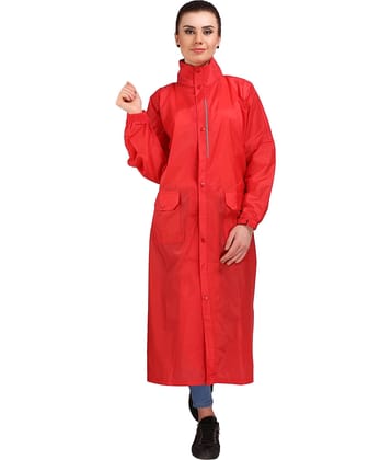 Goodluck Nylon Long Raincoat - Red