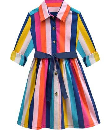 A.T.U.N. Cotton Shirt Dress For Girls ( Pack of 1 , Multicolor )