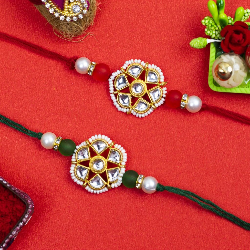 Craftlayout Set Of 2 Handmade Designer Stone Rakhi For Brother